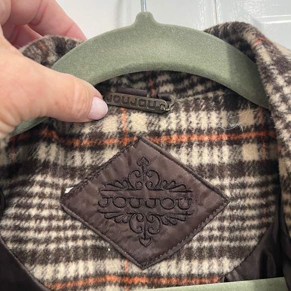 JuJu Brown Plaid Double-Breasted Trench Coat - Picture 3 of 4